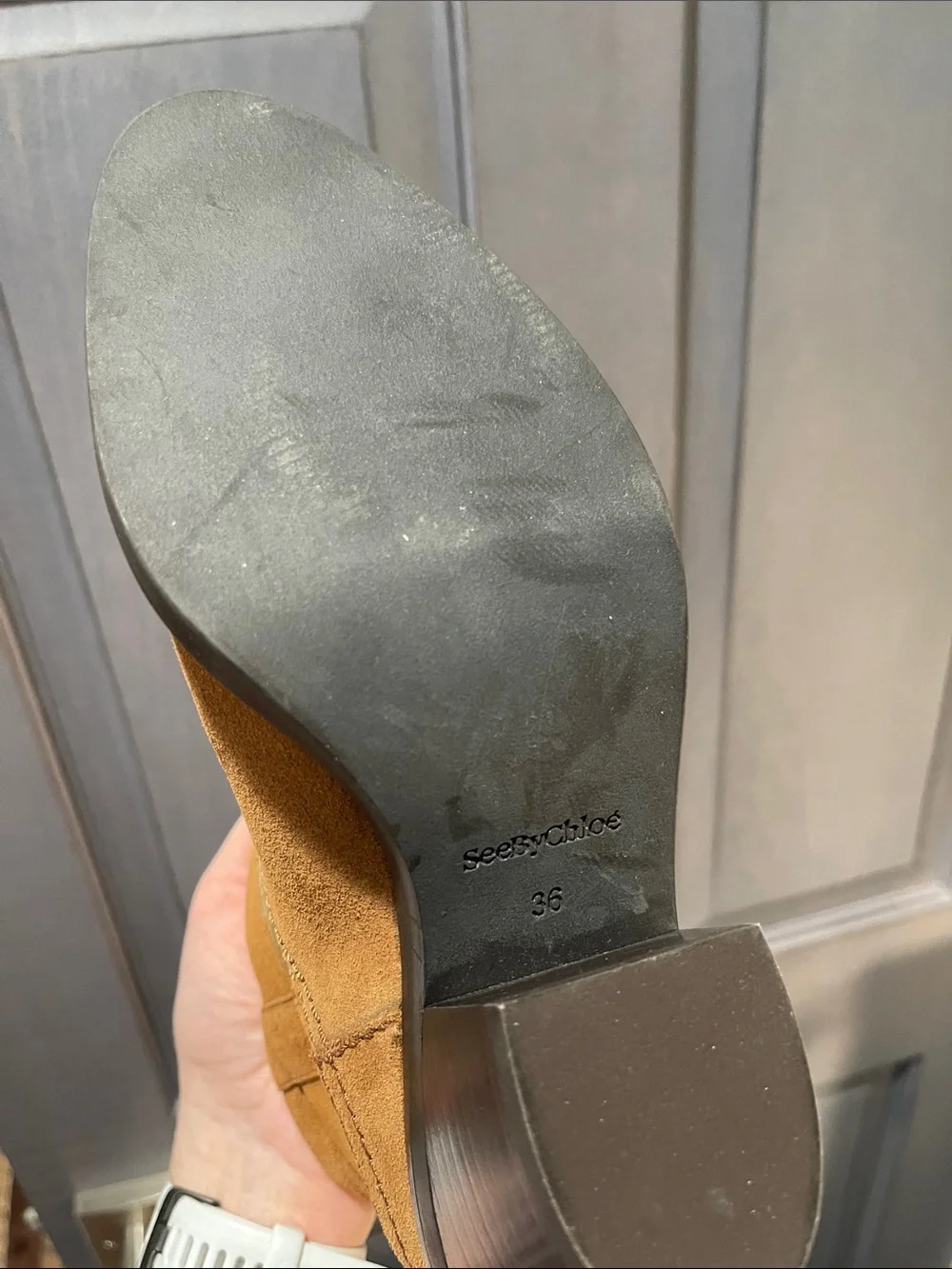 See By Chloe Chloé Hana Booties Brown Suede Ankle Booties Ring Detail NWOB 6